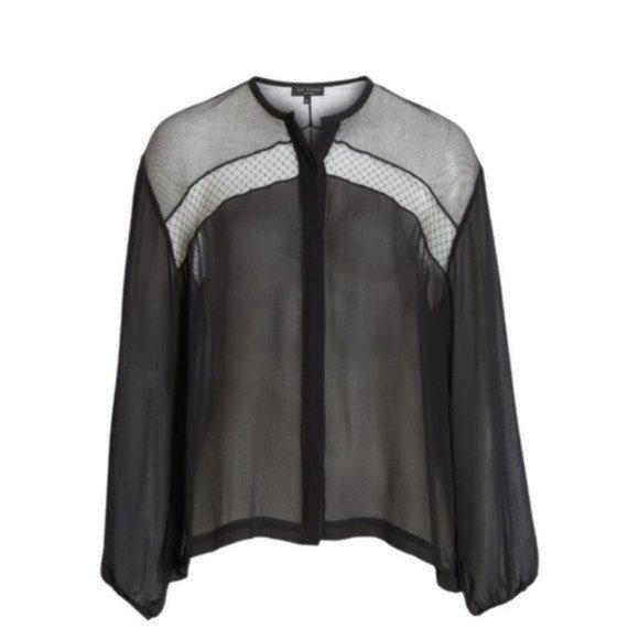 RAG & BONE Tommi Sheer Silk Dobby Shirt in Black - NWT - Size XXS - Picture 6 of 8